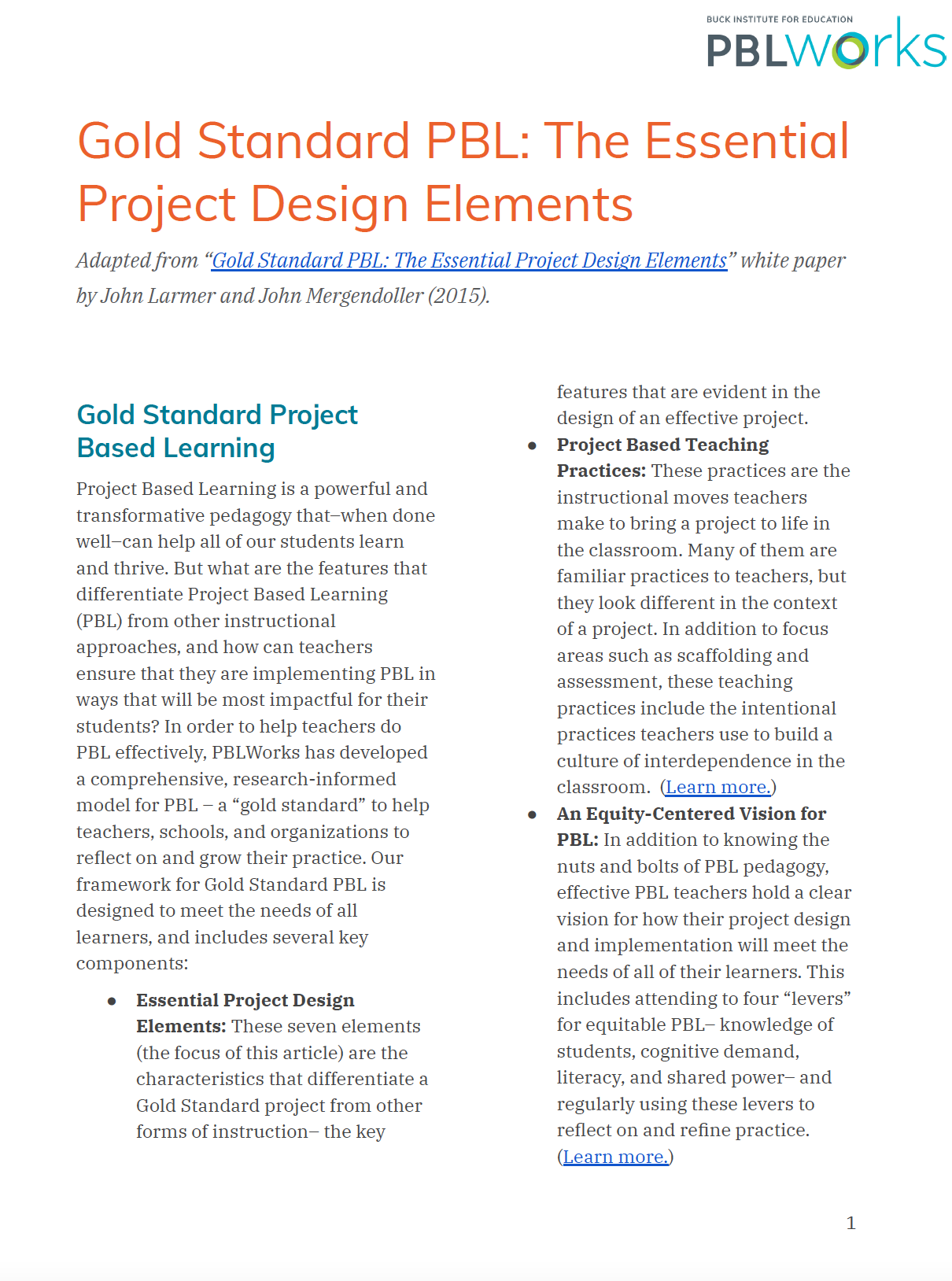 Gold Standard PBL