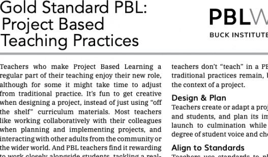 This is a thumbnail image of the Gold Standard PBL: Project Based Teaching Practices .pdf attachment