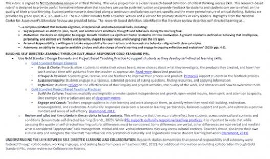 Thumbnail of Self Directed Learning Rubrics