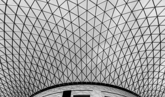 Photo of museum roof showing parabolic effect of support structure